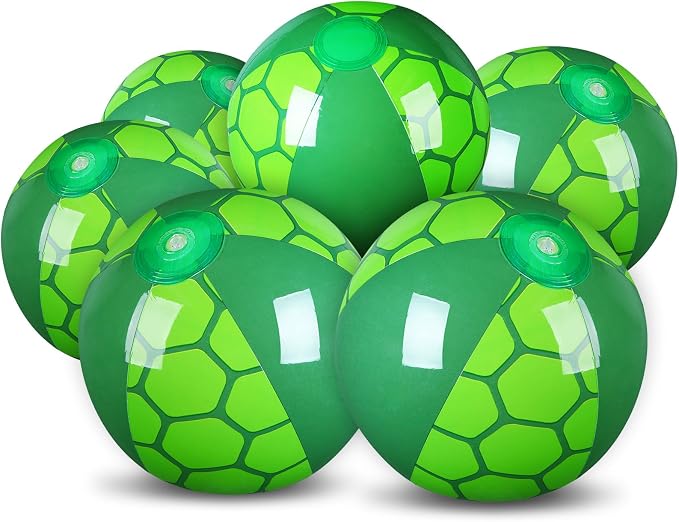 Leyndo 6 Pack Turtle Themed Beach Ball for Kids 7.87" Bulk for Summer Pool and Beach Game Gifts and Birthday Party Supplies and End of The Year Class Party Decoration Favors