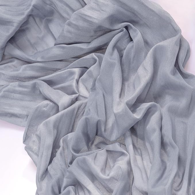 MLMC Grey Cheesecloth Table Runner 10ft Sheer Rustic Gauze Spring Cheese Cloth Centerpiece Decor 35x120 Inches for Wedding Party Bridal Shower Birthday Decor