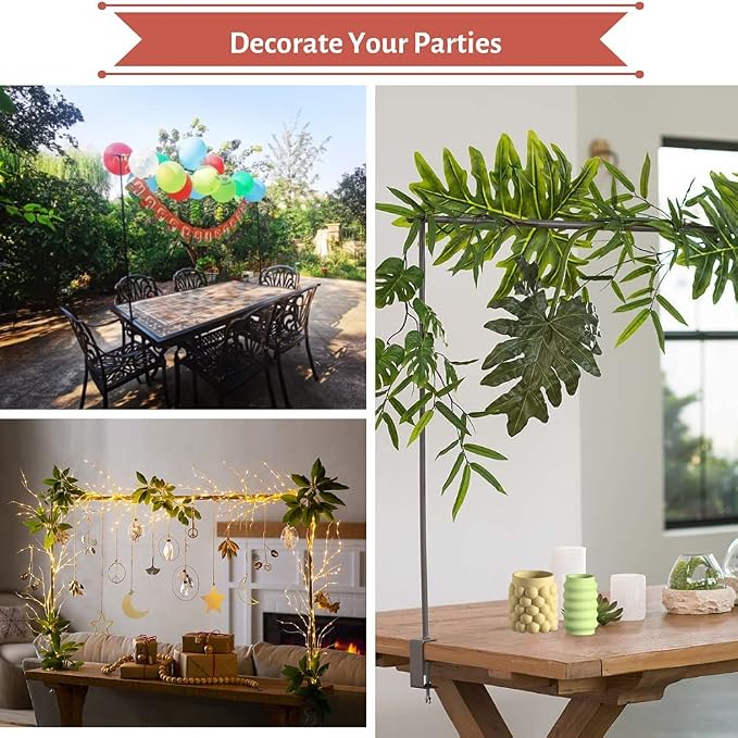 Over The Table Rod Stand with Clamps 49-102" Adjustable Metal Balloon Arch Stand Flower Table Arch Suitable for Birthday,Party,Wedding,Halloween,Xmas Decoration,Black