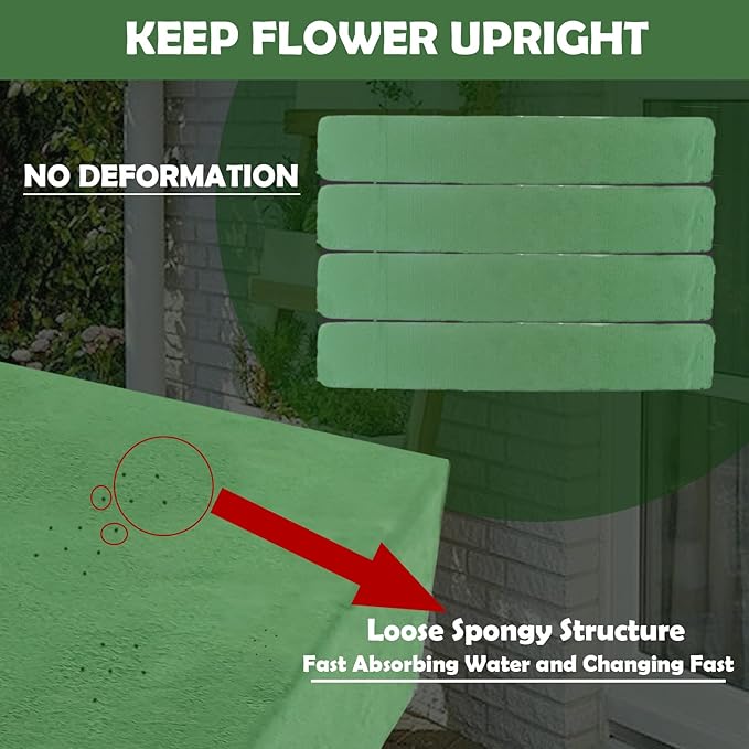 Prashent Dry & Wet Floral Foam Bricks, 15.7 x 11.8’’ Large Green Styrofoam Foam Blocks for Fresh Artificial Flowers Arrangements Wedding Florist Supplies Arts & Crafts Project