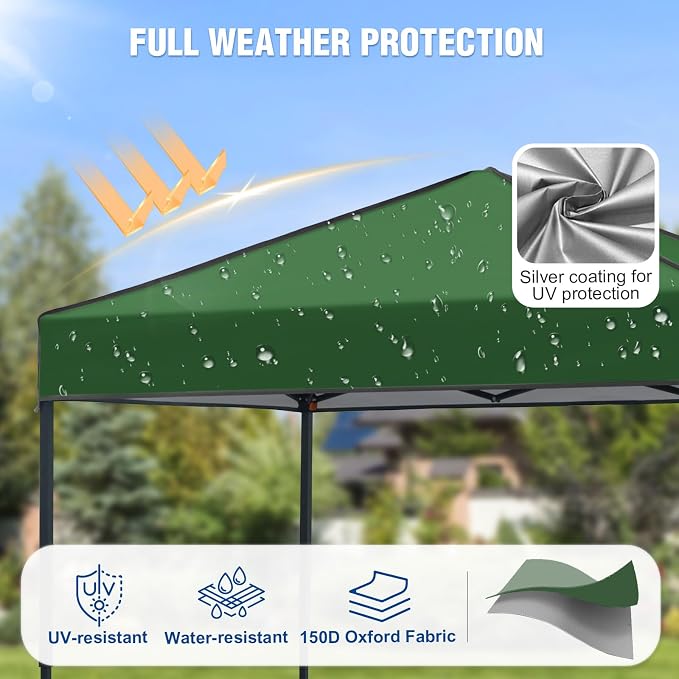 6x4 Pop Up Canopy Tent, Instant Portable Beach Canopy, Outdoor Tent with Carry Bag for Camping, Sports, Tailgating, Events, Green