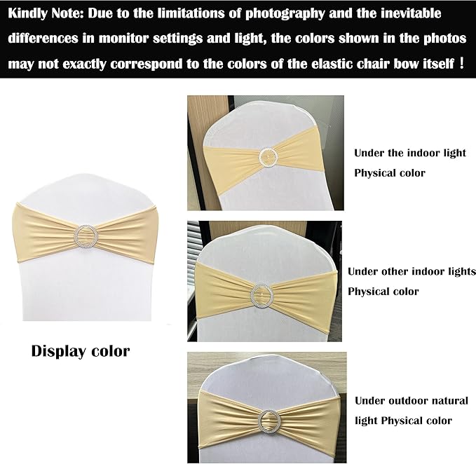 Spandex Chair Sashes Bands 30PCS Stretch Chair Ties Bows with Buckle Slider for Wedding Party Banquet Decoration (Red Champagne)…