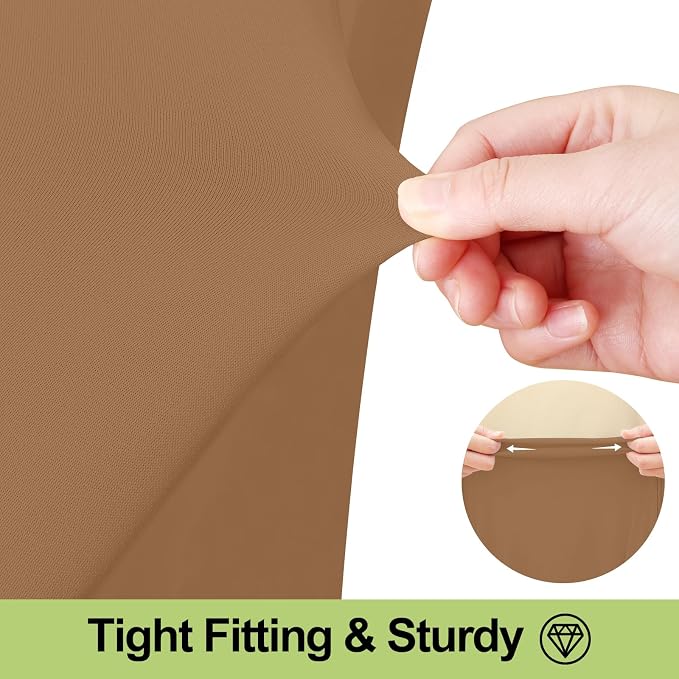 Smiry Spandex Tablecloth, Elastic Fitted Stretch Tablecloth for 4FT Rectangle Tables, Waterproof Washable Table Cover Skirt for Outdoor, Wedding, Banquet & Parties (Khaki, 48Lx30Wx30H Inch)