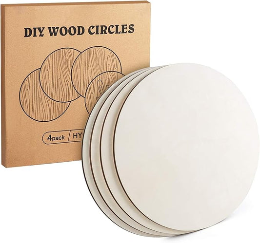 14 Inch Wood Circles for Crafts, ilauke 4 Pack Unfinished Wood Rounds, 1/4 Inch Thick Blank Wood Discs for Door Signs, Wall Art, Wood Burning, Painting, Wedding & Holiday Home Decor, DIY Projects