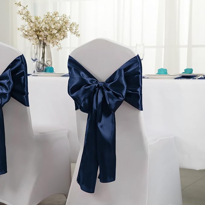 Horbaunal 24 Pack Navy Blue Satin Table Runner 12 x 108 Inch, Smooth Table Runners for Wedding Banquets Birthday Party