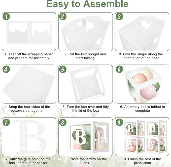 153Pcs Pink and Sage Green Balloon Arch Kit, Baby in Bloom Baby Shower Decorations for Girl Boxes with Letters (A-Z+Baby) for Boho Floral Baby Shower Birthday Gender Reveal Party Supplies