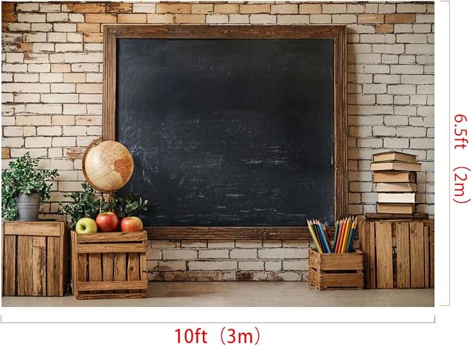 Kate Back-to-School Vintage Campus Brick Wall Photo Backdrop, 10x6.5ft | Features Back-to-School Vintage Campus Brick Wall; Photo background for back-to-school portraits and studio photography.