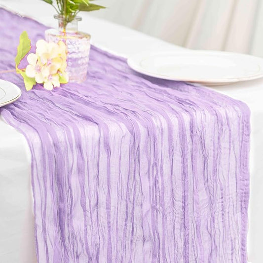 Lav Purple Valentine's Day Cheesecloth Table Runner 21x120 Inch Gauze Table Runners Reusable Polyester 10ft Boho Rustic Cheese Cloth Table Runner for Wedding Party Baby Shower Birthday
