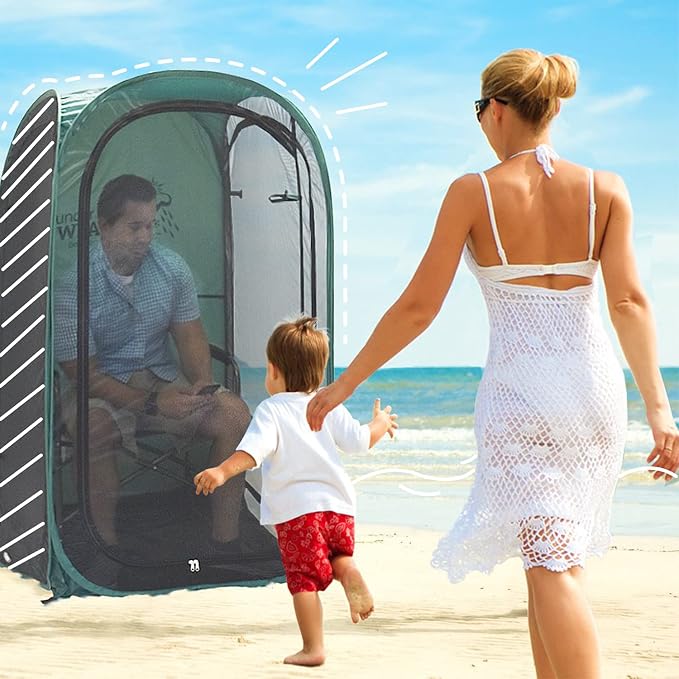 Under the Weather WeatherPod Tank MyPod™ Mesh 1-2 Person Pop-Up Screen Tent Pod - The Original Shark Tank - Keeps Out Bugs, Mosquitos with UPF 50 Sun Protection