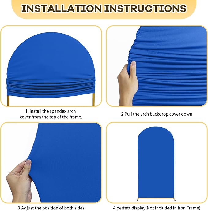 Blue Arch Covers Stretchy Backdrop Wedding Arch Cover 6.6ft Spandex Fitted Backdrop Cover Double Side Arch Stand Cover Chiara Arch Cover for Wedding Baby Shower Party Celebration Decoration