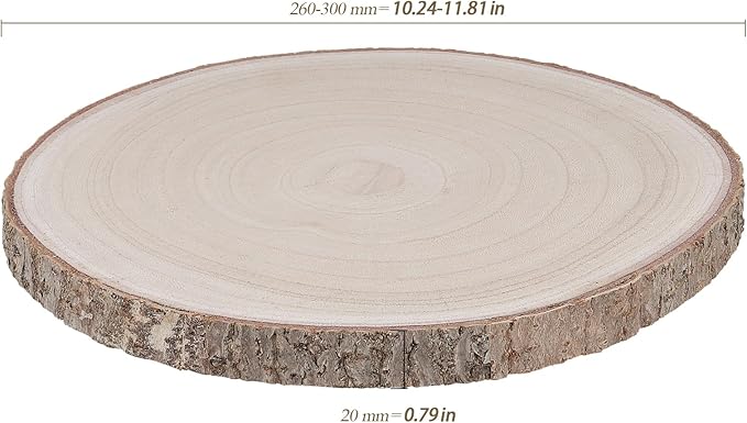 8 PCS 10-12 Inch Natural Unfinished Wood Slices, Rustic Wood Rounds for Table Centerpieces, DIY Craft Projects and Wedding Decorations