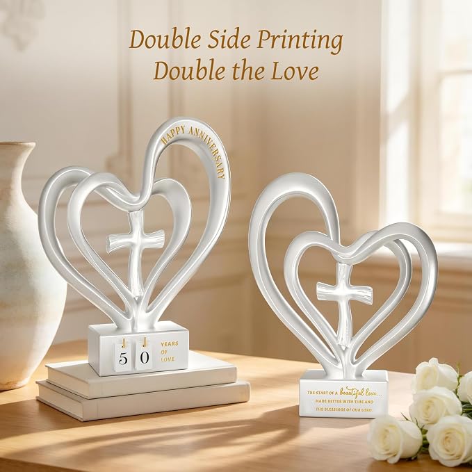 Wedding Anniversary Heart Sculpture Gifts Best for Couple Parents Wife Husband Unique 10th 25th 50th Anniversary Wedding Gift Ideas