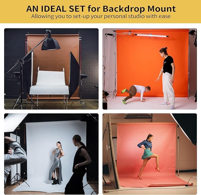 3 Roller Photography Backdrop Background Support Wall Mount Manual Pull Down System for Photo Studio with 6 Expand Bars + 3 Chains + 2 Tri-fold Hooks for Holding 3 Backdrops