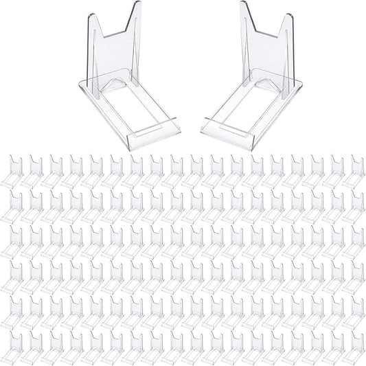Zonon 108 Pcs Acrylic Adjustable Plate Stands For Display Plastic Stand Holders Picture Plate Holders Clear Mini Easels Stands to Display Pictures for Home Office Supplies Festival Party Decoration