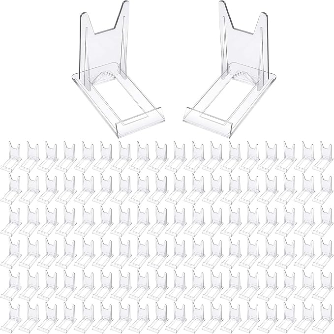 Zonon 20 Pcs Acrylic Adjustable Plate Stands For Display Plastic Stand Holders Picture Plate Holders Clear Mini Easels Stands to Display Pictures for Home Office Supplies Festival Party Decoration