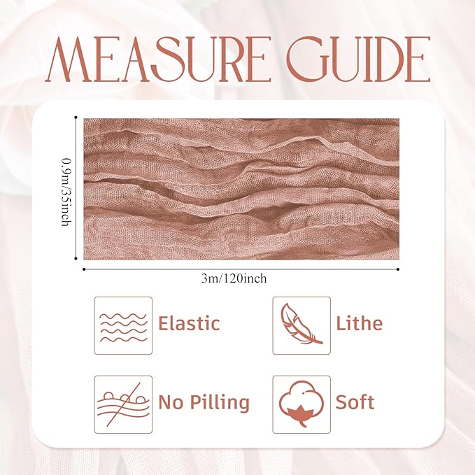 Wokceer Dusty Pink Cheesecloth Table Runner Spring 6Pack 10FT Boho Gauze Easter Cheese Cloth Table Runner Christmas for Party Long Rustic Sheer Runners for Baby Bridal Shower Wedding