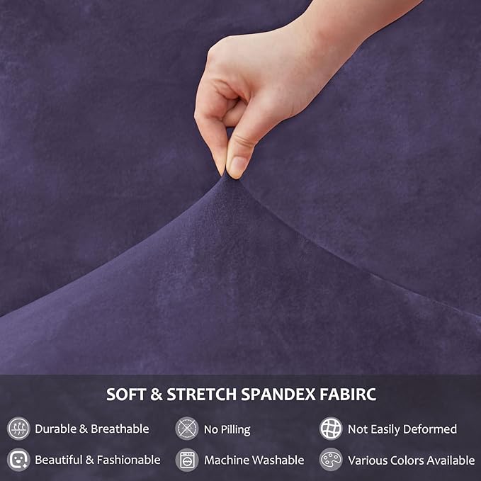 NICEEC Spandex Chair Covers for Dining Chairs Covers Set of 6 Removable Dining Room Chair Covers with Skirt Parson Chair Slipcovers Washable Chair Protector for Kitchen Wedding Banquet(Purple)