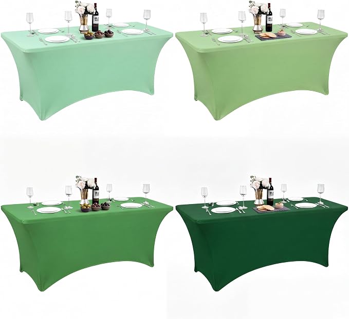 Frienda 4 Pcs Gradient Green Tablecloth Milk Silk 71 x 30'' Gradient Green Table Cloth Rectangle Table Cover for Birthday Wedding Baby Shower Banquet Picnic Holiday Party Decorations