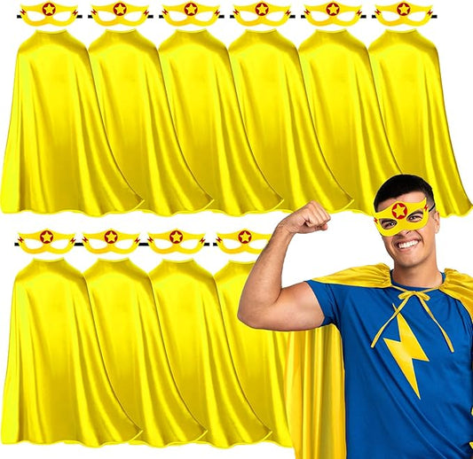 iROLEWIN Superhero-Capes for Adults Teens Masks, 10 Bulk Super-Hero Costumes Women Men Birthday Gifts Team Building Charity