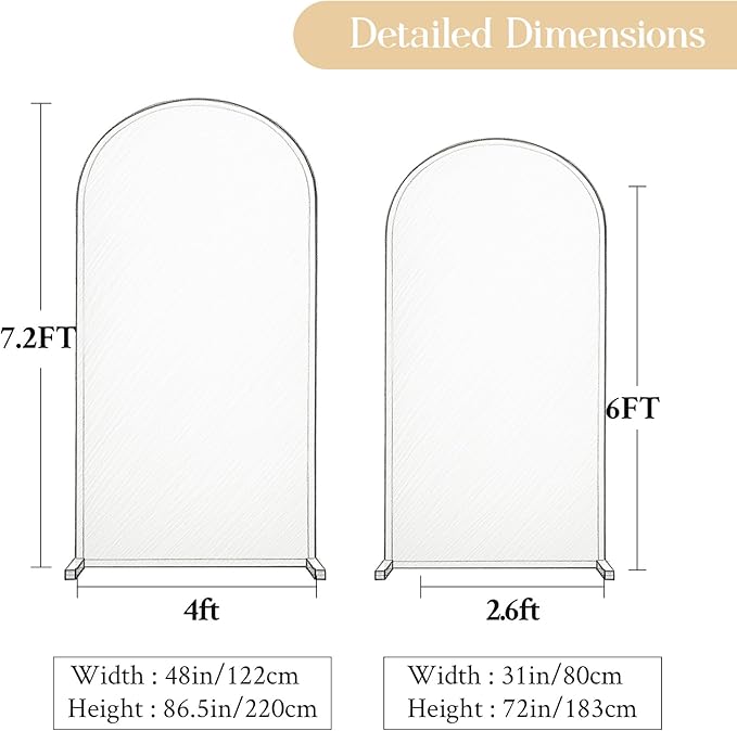 Silver White Arch Covers 7.2 and 6ft Sequin Sparkly Birthday Party Arch Backdrop Covers Set of 2 Spandex Shimmer Balloon Arch Stand Cover for Wedding Bridal Shower Baby Shower Photo Arches Background