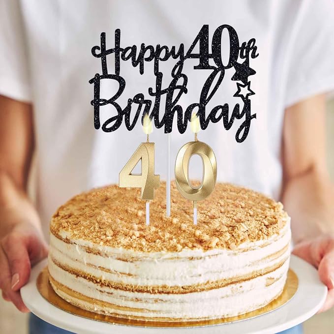 40th Birthday Gifts for Men, 40th Birthday Decorations for Men, Party Decor Supplies including King Crown & Sash & Banner & Balloons & Cake Topper & Candles