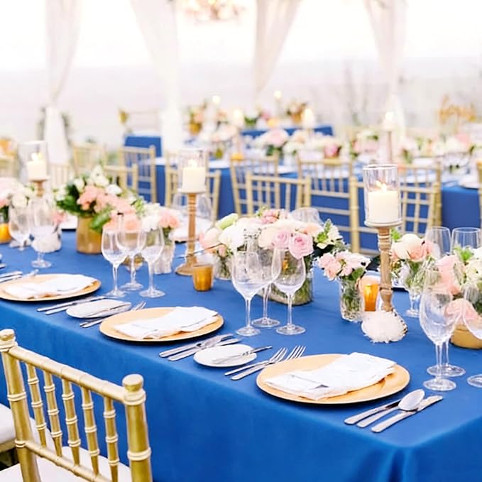 12 Pack Royal Blue Tablecloth 90x132 Inch Rectangular Table Cover | Wrinkle Resistant, Machine Washable Reusable, Wedding, Banquet, Restaurant, Party, Baby Shower,Indoor Outdoor Events
