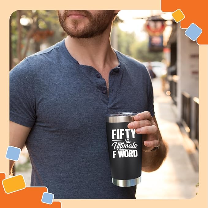 NewEleven 50th Birthday Gifts For Men Women - 1975 50th Birthday Decorations For Men Women - Gifts For Women Turning 50-50 Year Old Gift Woman, Mom, Dad, Wife, Husband - 20 Oz Tumbler