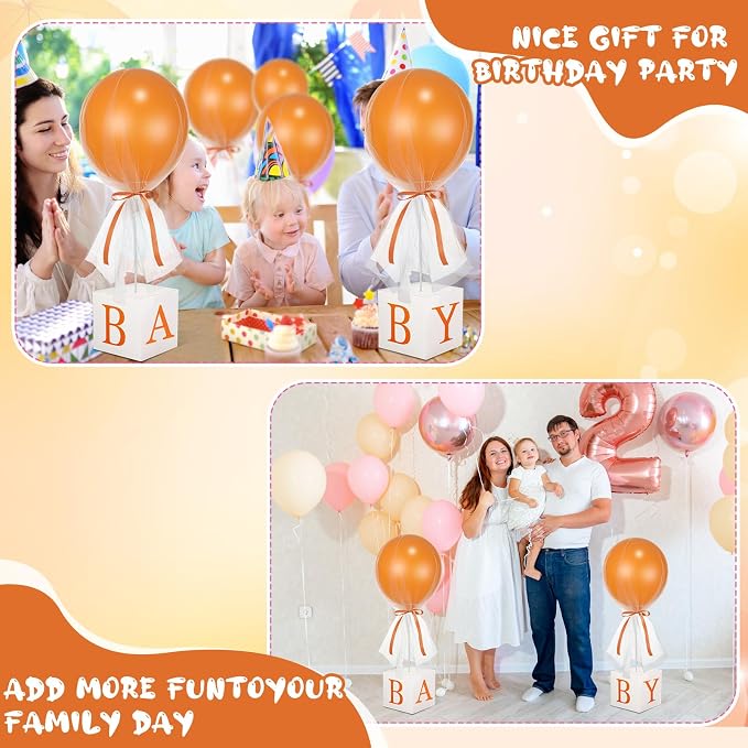 6 Set Little Cutie Baby Shower Decor for Table 24'' Latex Balloon with Letter Boxes Orange Party Table Centerpiece Decor a Little Cutie Is on The Way for Gender Reveal Boy Girl Birthday Party Supply