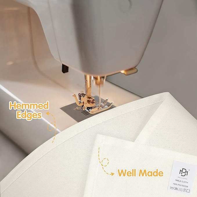BRILLMAX 8 Pack Ivory Tablecloths 60 x 102 Inch for 6ft Rectangle Tables - 150 GSM Polyester Fabric, 15" Standard Drop, Water, Stain & Wrinkle Resistant Cloth Cover for Wedding Banquet Dining Buffet