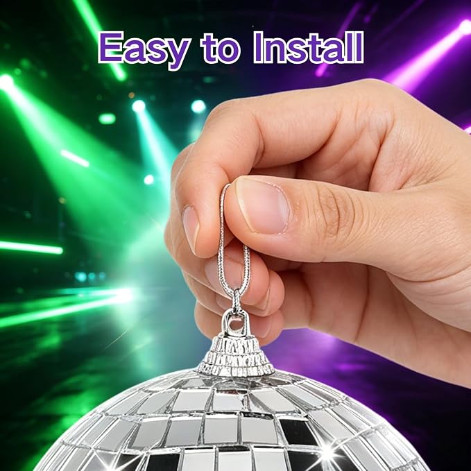 Mini Mirror Disco Ball Decor: 32 Pack Hanging Mirror Ball Ornaments Different Sizes - Small Disco Balls Decorations Bulk for Party Christmas Tree Cake Room Birthday (Silver)