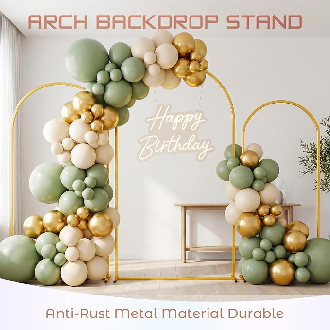 Toolterritary Wedding Arch Backdrop Stand 7.2FT, 6.6FT, 6FT Set of 3 Gold Metal Balloon Arch Stand with Stable Base, Banner Stand, Photography Backdrop, Party, Birthday, Baby Shower Decor