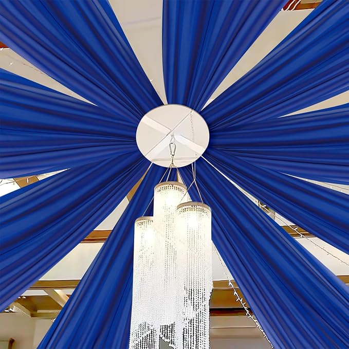 DUOBAO Royal Blue 5x20ft Chiffon Drapes | 6pc Elegant Sheer Wedding Backdrop Curtains | Perfect for Tent, Banquet Hall, and Photography