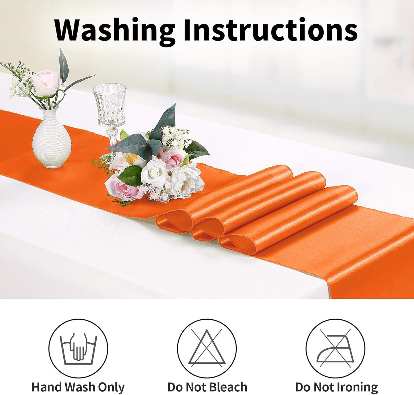 10-Pack Satin Table Runner Orange 12 x 108 inches Long, Table Runners for Wedding, Birthday Parties, Banquets Decorations（10 Pack, 12x108 Inch, Orange）