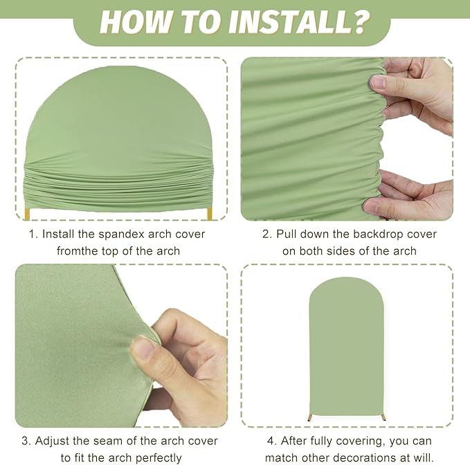 MODFUNS Sage Green Arch Cover 6&7.2ft Spandex Arch Backdrop Cover Set of 2 Fitted Arch Stand Covers Vintage Arch Covers Stretchy Backdrop for Wedding Birthday Banquet Reception