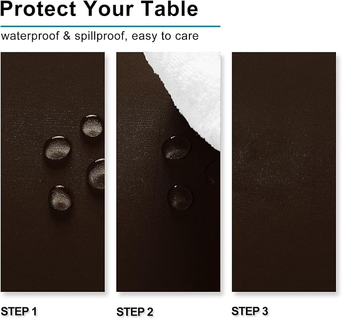 Hiasan Waterproof Tablecloth Rectangle - Washable Fabric Table Cloth for Dining Room Kitchen Birthday Party and Outdoor Use, Chocolate, 60 x 140 Inch