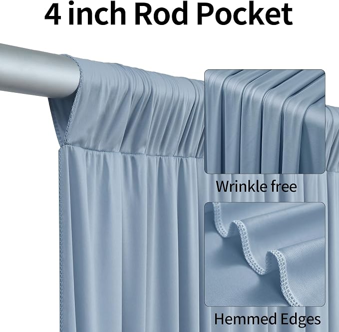 30ftx12ft Dusty Blue Backdrop Curtains for Parties, Wrinkle Free Polyester Photo Backdrop Drapes 6 Panels 12 ft Long Back Drop Cloth for Wedding Birthday Photography Background Party