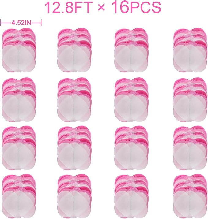 205 Ft Hot Pink Party Decorations Ombre Pink White Heart Backdrop Streamer Tissue Paper Heart Hanging Garland for Birthday Bachelorette Valentines Day Wedding Bridal Shower Engagement Party Supplie