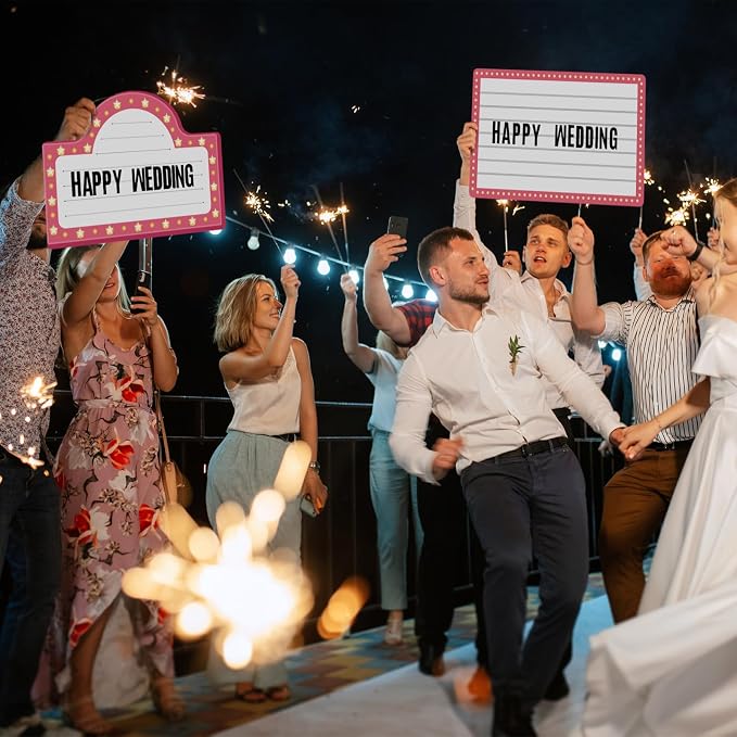 Feifeiya 6 Pack Wedding Bottle Service Sign with Letters Sticker Entrance Props Bridal Party Nightclub Bottle Service Sign with Letters for Nightclub Clubs Weddings Parties (Classic,Pink)