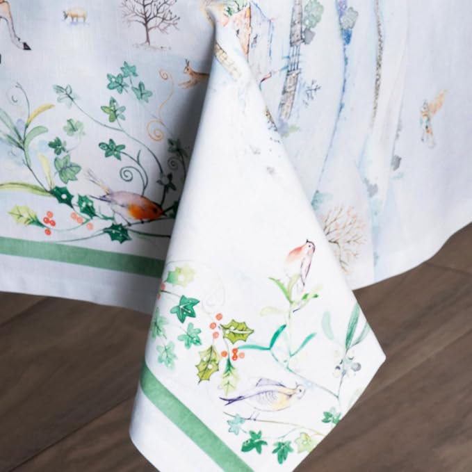 Maison d' Hermine Table Cloth Rectangle Table 100% Cotton 70 x 120 Inches Fall Tablecloth Reusable Everyday Use for Thanksgiving Christmas Decorations Dining Farmhouse Party (Snowy World)