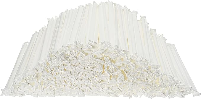 DuraHome Green Plastic Straws Individually Wrapped 1000 Pack, 8 inch BPA Free Restaurant Style Disposable Drinking Straw 0.24" Wide, for Coffee House, Diner or Home, Decorative Display Boxes, Bulk Set