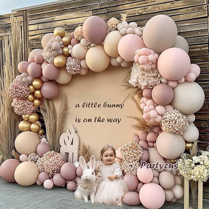 Dusty Light Pink Beige Balloon Arch Double Stuffed Mauve Blush Nude White Cream Matte Balloon Garland Kit for Boho Baby Shower Birthday Baby in Bloom Bridal Wedding Valentine Party Decoration