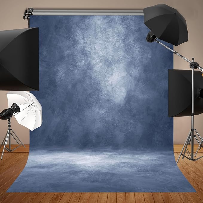 Abstract Professional Photography Backdrop for Portrait Photo Props Booth Background Photoshoot Studio with Polyester Fabric Roller Pocket on Top (8x14ft,Blue,No Stand)