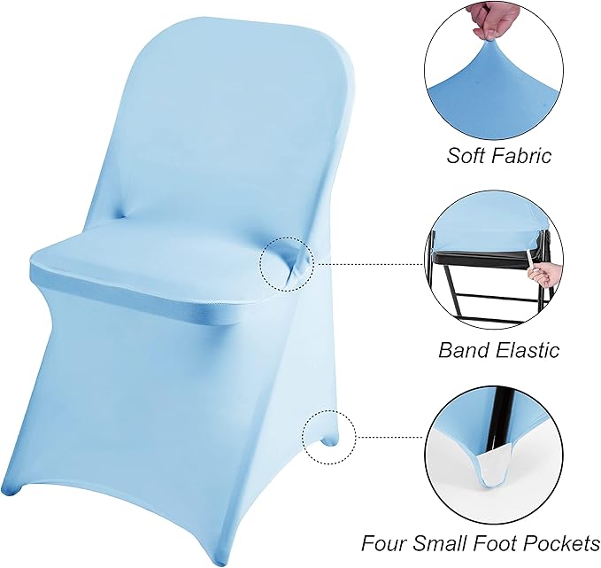 magalo 20 Pack Blue Mist Spandex Folding Waterproof Chair Cover, Stretch Chair Cover Protector for Wedding, Party, Dining Banquet and Other Special Events