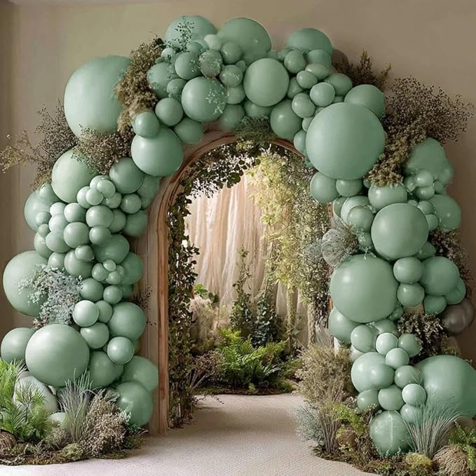 Dusty Green Balloon Garland Double Stuffed Sage Green Balloons Different Size Retro Balloon Arch Kit for Birthday Wedding Baby Shower Bridal Shower Engagement Party Decor