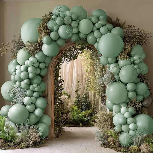 Dusty Green Balloon Garland Double Stuffed Sage Green Balloons Different Size Retro Balloon Arch Kit for Birthday Wedding Baby Shower Bridal Shower Engagement Party Decor
