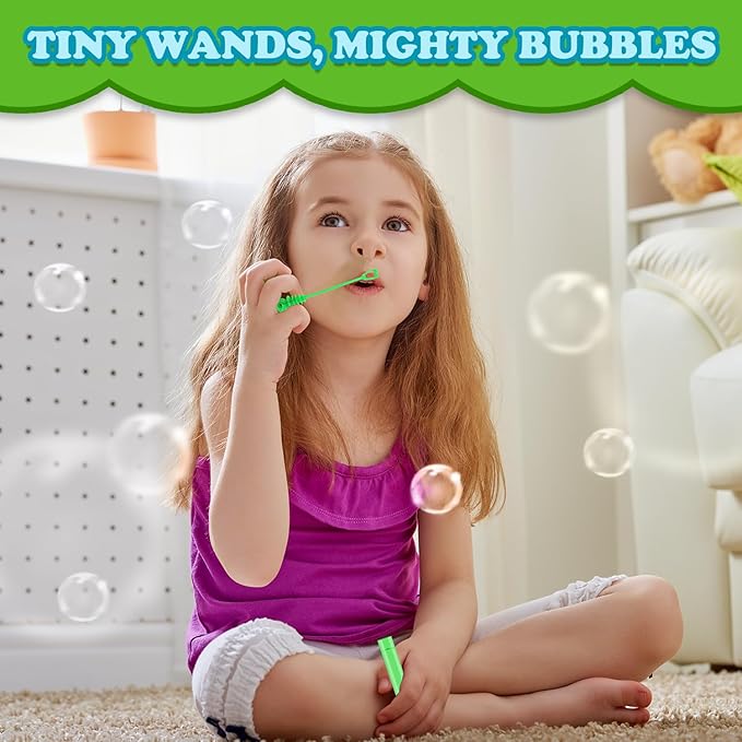 Bulk Neon Mini Bubbles Party Favors for Kids 100 Pack, Small Non Candy Treat Goodie Bag Stuffer Toys Gifts Bulk for Toddler, End of Year School Classroom Carnival Prize for Fourth of July Parade Throw