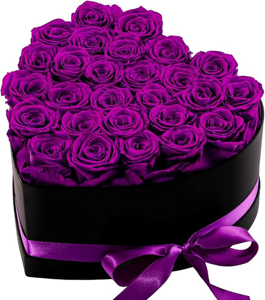 27 Forever Preserved Flowers in a Box, Vanlentines Day Gifts for Her, Eternal Roses Flowers for Delivery Prime, Birthday Gifts for Women Mom Grandma Wife (Purple)