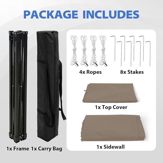 EAGLE PEAK 4x4 Pop Up Changing Tent, Flat Top Changing Room, Brown | Portable, Privacy Tent, Pool Cabana, Dressing Room, Shower & Toilet Use, Opaque Fabric, Instant Setup, Photoshoots, Camping