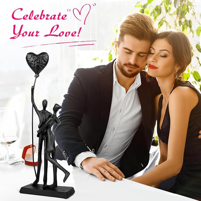 Kresecioo Wedding Gifts, Anniversary for Couple Her Him - Loving Couple Iron Sculpture, 12in Metal Statues for Home Decor, Wedding Anniversary Romantic Gifts for Women Men Birthday