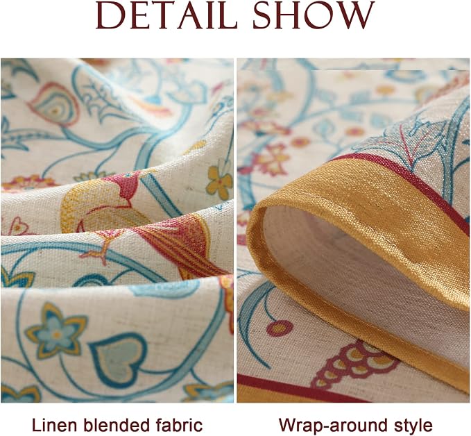 patdrea Vintage French Linen Tablecloth,Rectangular,102"x63"-Magnolia | Colorful Elegant Large Table Cloth for Rectangle Table,Yellow Floral Bird Print,Dining Room Tea Party Decoration,Durable